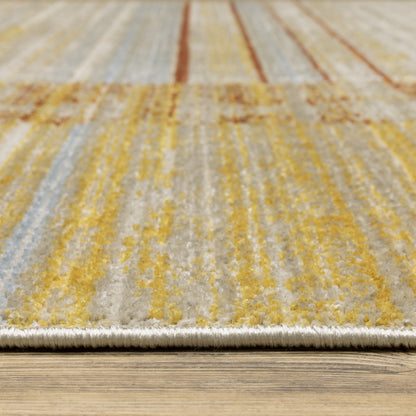 Oriental Weavers Bauer 090R2 plush modern rug featuring abstract pattern in rust/ gold tones