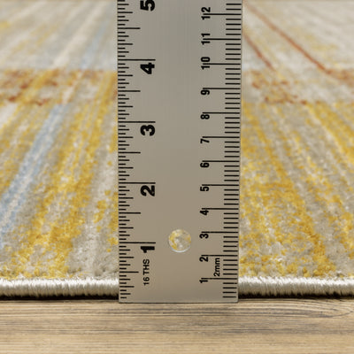 Oriental Weavers Bauer 090R2 plush modern rug featuring abstract pattern in rust/ gold tones