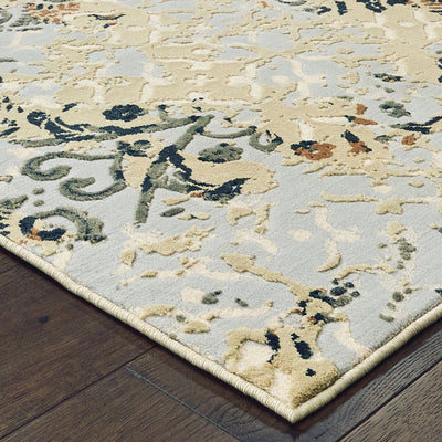 Oriental Weavers Bowen 108W2 soft transitional rug featuring textured design in grey/ gold tones