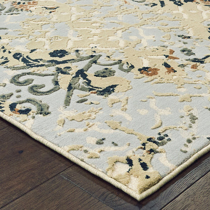 Oriental Weavers Bowen 108W2 soft transitional rug featuring textured design in grey/ gold tones