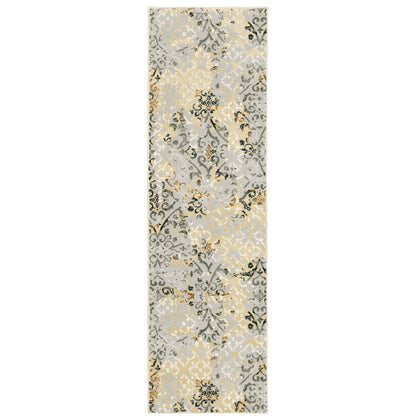 Oriental Weavers Bowen 108W2 soft transitional rug featuring textured design in grey/ gold tones