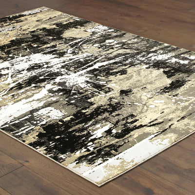 Oriental Weavers Bowen 109E2 soft transitional rug featuring textured design in black/ gold tones