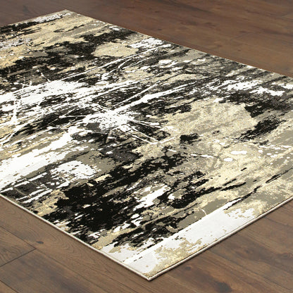 Oriental Weavers Bowen 109E2 soft transitional rug featuring textured design in black/ gold tones