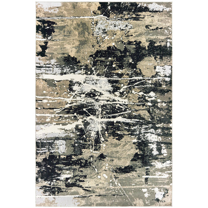 Oriental Weavers Bowen 109E2 soft transitional rug featuring textured design in black/ gold tones