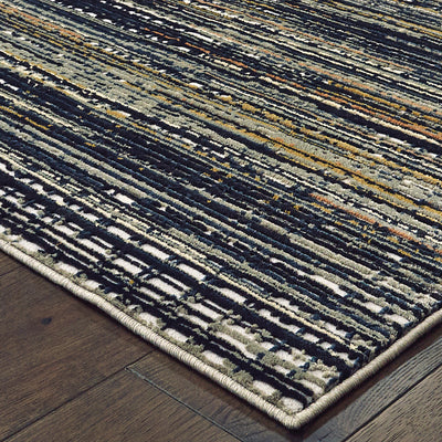 Oriental Weavers Bowen 1332H soft transitional rug featuring textured design in black/ navy tones