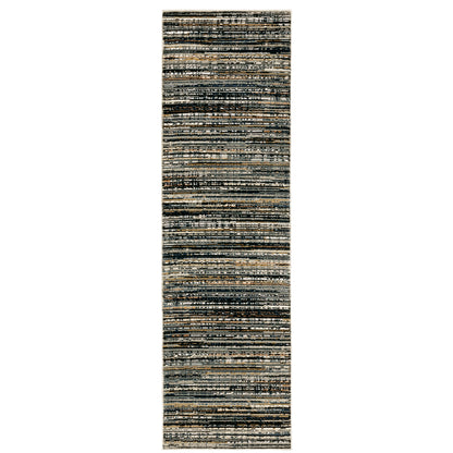 Oriental Weavers Bowen 1332H soft transitional rug featuring textured design in black/ navy tones