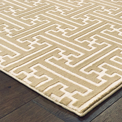 Oriental Weavers Bowen 1333Y soft transitional rug featuring textured design in gold/ ivory tones