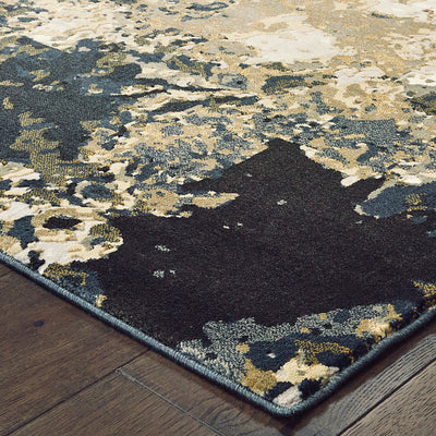 Oriental Weavers Bowen 1808Q soft transitional rug featuring textured design in navy/ gold tones