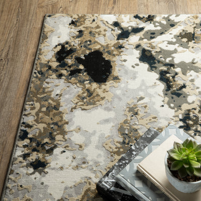 Oriental Weavers Bowen 1808Q soft transitional rug featuring textured design in navy/ gold tones