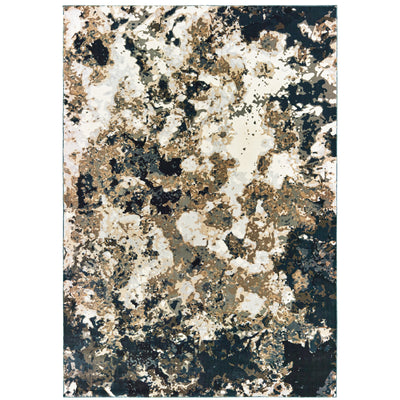 Oriental Weavers Bowen 1808Q soft transitional rug featuring textured design in navy/ gold tones
