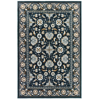 Oriental Weavers Bowen 534L2 soft transitional rug featuring textured design in navy/ gold tones