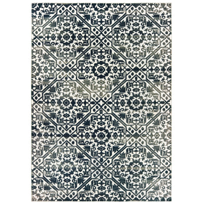 Oriental Weavers Bowen 5506E soft transitional rug featuring textured design in navy/ ivory tones