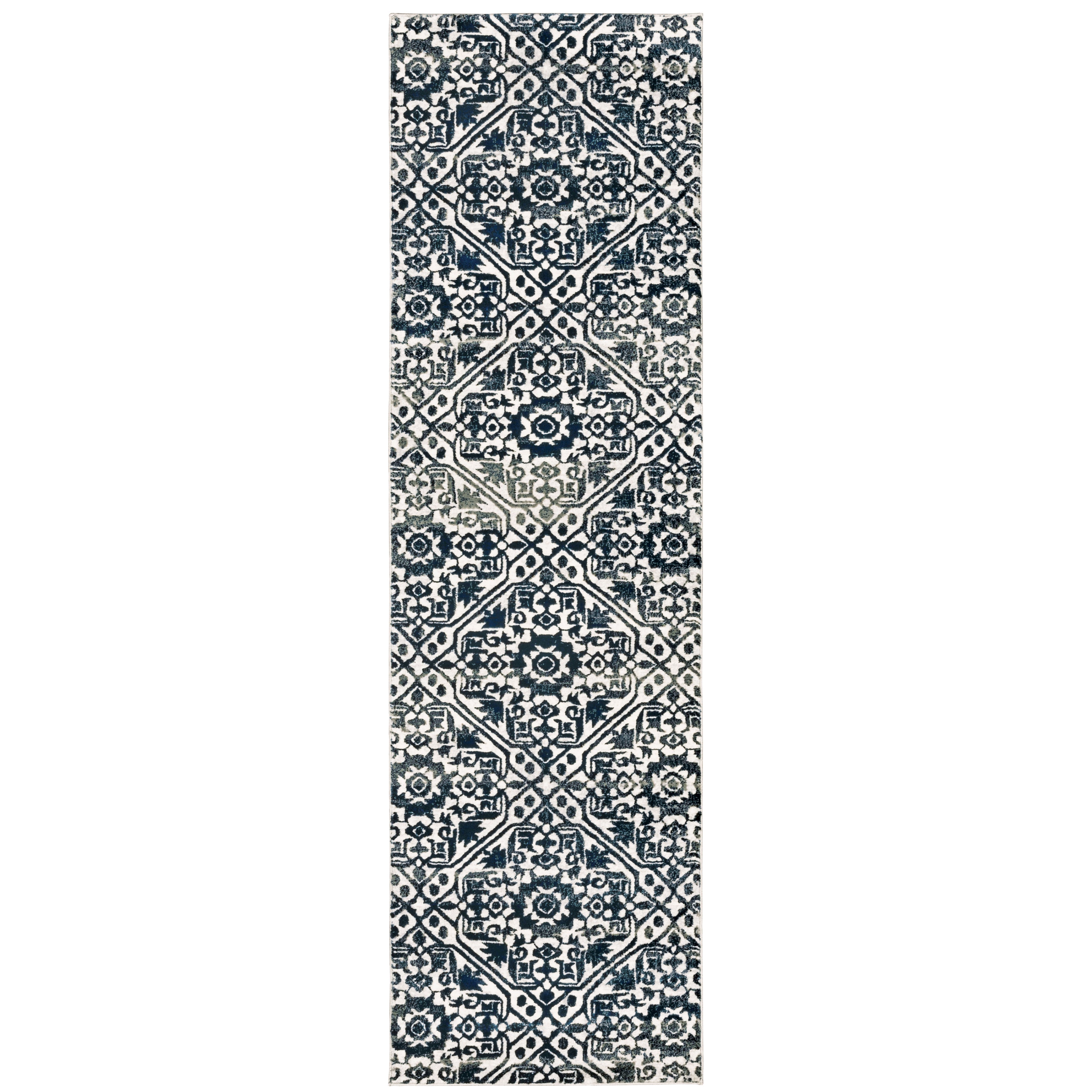 Oriental Weavers Bowen 5506E soft transitional rug featuring textured design in navy/ ivory tones
