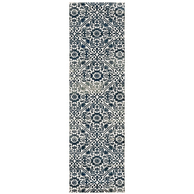 Oriental Weavers Bowen 5506E soft transitional rug featuring textured design in navy/ ivory tones