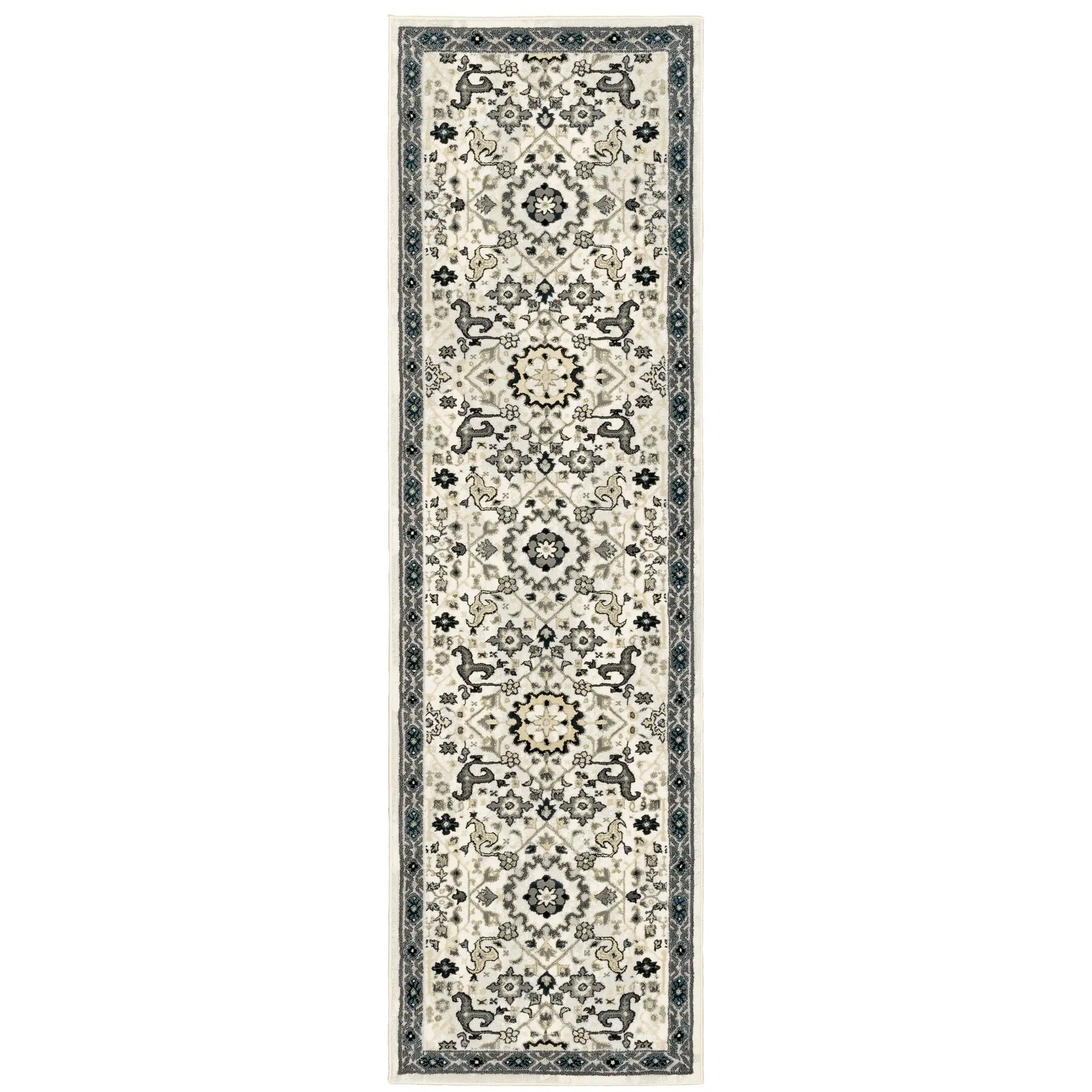 Bowen 073J2 Ivory/ Navy Area Rug by Oriental Weavers