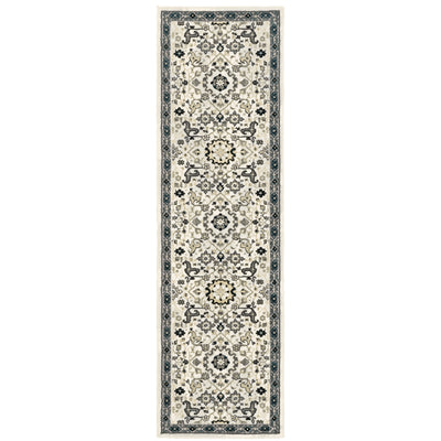 Oriental Weavers Bowen 073J2 soft transitional rug featuring textured design in ivory/ navy tones