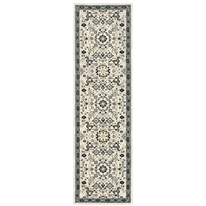 Oriental Weavers Bowen 073J2 soft transitional rug featuring textured design in ivory/ navy tones