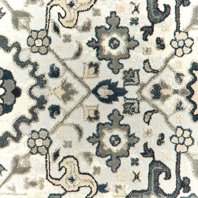 Oriental Weavers Bowen 073J2 soft transitional rug featuring textured design in ivory/ navy tones