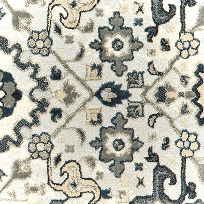 Oriental Weavers Bowen 073J2 soft transitional rug featuring textured design in ivory/ navy tones