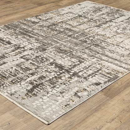 Oriental Weavers Branigan BRG01 soft modern rug featuring abstract pattern in ivory / brown tones