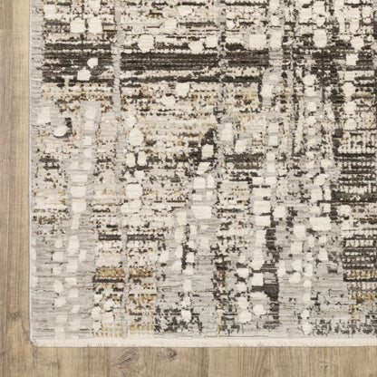 Oriental Weavers Branigan BRG01 soft modern rug featuring abstract pattern in ivory / brown tones