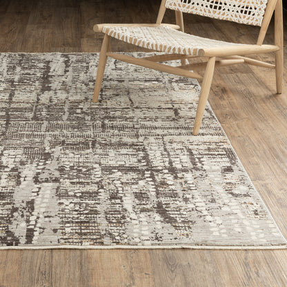 Oriental Weavers Branigan BRG01 soft modern rug featuring abstract pattern in ivory / brown tones