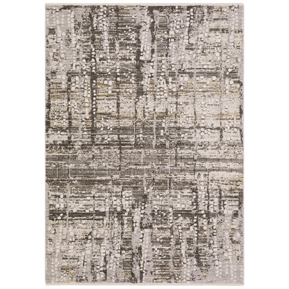 Oriental Weavers Branigan BRG01 soft modern rug featuring abstract pattern in ivory / brown tones