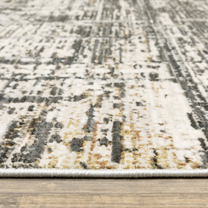 Oriental Weavers Branigan BRG01 soft modern rug featuring abstract pattern in ivory / brown tones