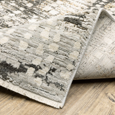Oriental Weavers Branigan BRG01 soft modern rug featuring abstract pattern in ivory / brown tones