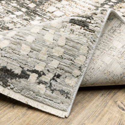 Oriental Weavers Branigan BRG01 soft modern rug featuring abstract pattern in ivory / brown tones