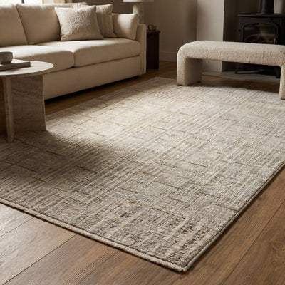 Oriental Weavers Branigan BRG02 soft modern rug featuring abstract pattern in ivory/ grey tones