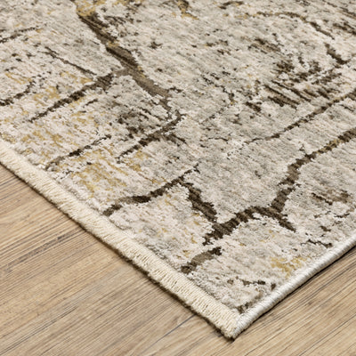 Oriental Weavers Branigan BRG05 soft modern rug featuring abstract pattern in grey/ gold tones