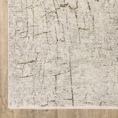 Oriental Weavers Branigan BRG05 soft modern rug featuring abstract pattern in grey/ gold tones