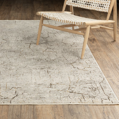 Oriental Weavers Branigan BRG05 soft modern rug featuring abstract pattern in grey/ gold tones