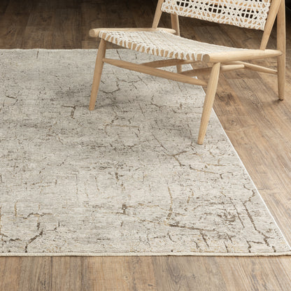 Oriental Weavers Branigan BRG05 soft modern rug featuring abstract pattern in grey/ gold tones
