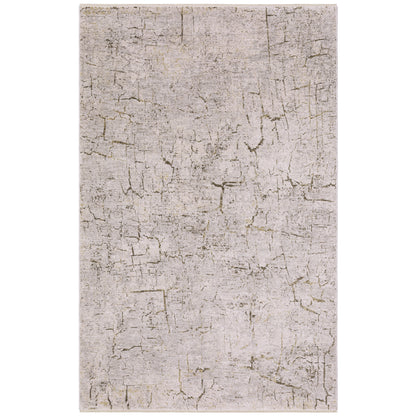 Oriental Weavers Branigan BRG05 soft modern rug featuring abstract pattern in grey/ gold tones