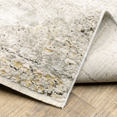 Oriental Weavers Branigan BRG05 soft modern rug featuring abstract pattern in grey/ gold tones