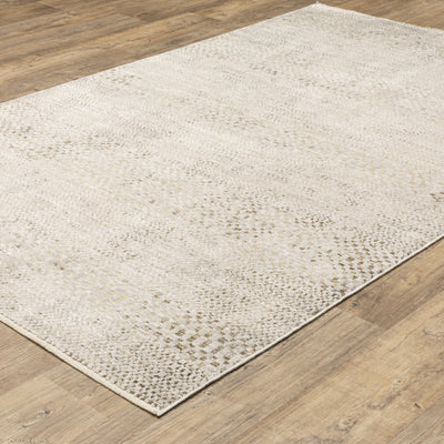 Oriental Weavers Branigan BRG06 soft modern rug featuring abstract pattern in ivory / gold tones