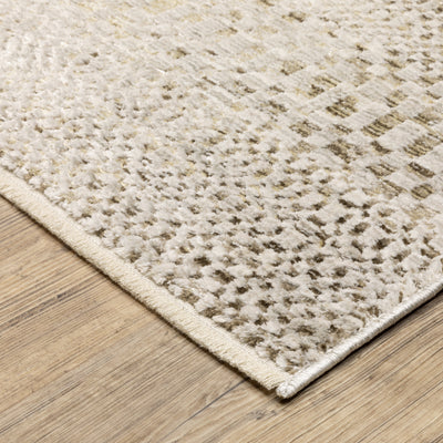 Oriental Weavers Branigan BRG06 soft modern rug featuring abstract pattern in ivory / gold tones