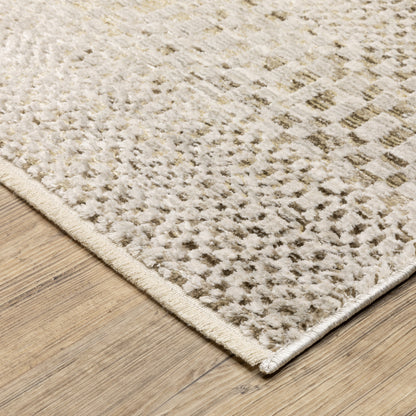 Oriental Weavers Branigan BRG06 soft modern rug featuring abstract pattern in ivory / gold tones