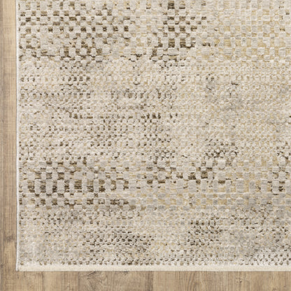 Oriental Weavers Branigan BRG06 soft modern rug featuring abstract pattern in ivory / gold tones