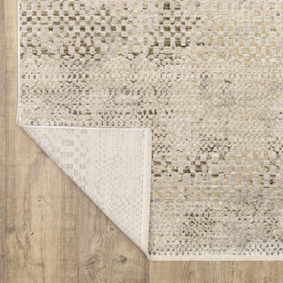 Oriental Weavers Branigan BRG06 soft modern rug featuring abstract pattern in ivory / gold tones