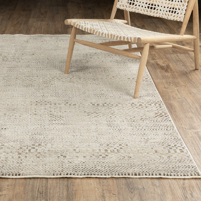 Oriental Weavers Branigan BRG06 soft modern rug featuring abstract pattern in ivory / gold tones