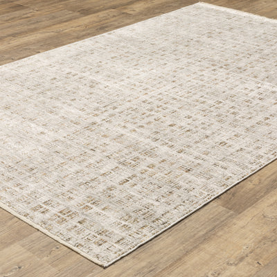 Oriental Weavers Branigan BRG07 soft modern rug featuring abstract pattern in ivory / brown tones