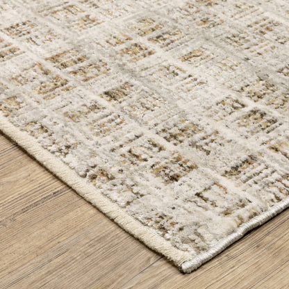 Oriental Weavers Branigan BRG07 soft modern rug featuring abstract pattern in ivory / brown tones