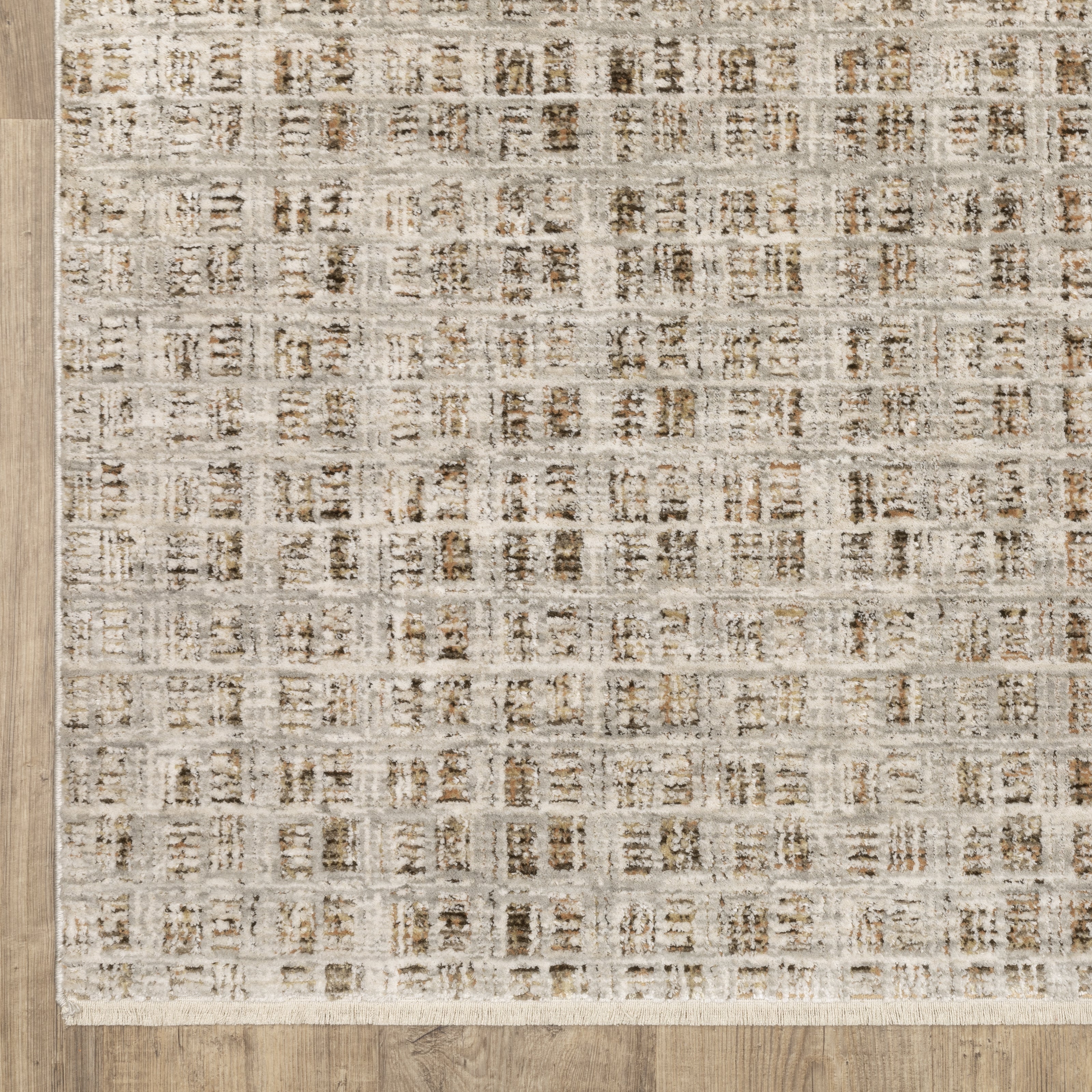 Oriental Weavers Branigan BRG07 soft modern rug featuring abstract pattern in ivory / brown tones