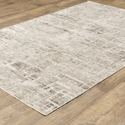 Oriental Weavers Branigan BRG08 soft modern rug featuring abstract pattern in ivory / grey tones