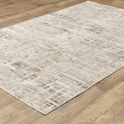Oriental Weavers Branigan BRG08 soft modern rug featuring abstract pattern in ivory / grey tones