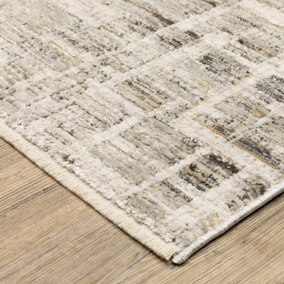 Oriental Weavers Branigan BRG08 soft modern rug featuring abstract pattern in ivory / grey tones