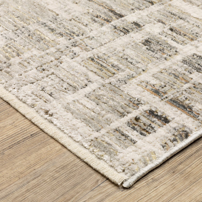 Oriental Weavers Branigan BRG08 soft modern rug featuring abstract pattern in ivory / grey tones